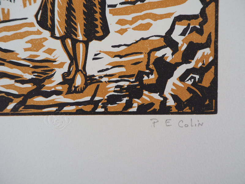 Paul-Émile COLIN : Aux ruelles de Procida (Lagune de Naples), 1922 - Gravure sur bois (détail)
