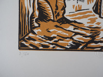 Paul-Émile COLIN : Aux ruelles de Procida (Lagune de Naples), 1922 - Gravure sur bois (détail)