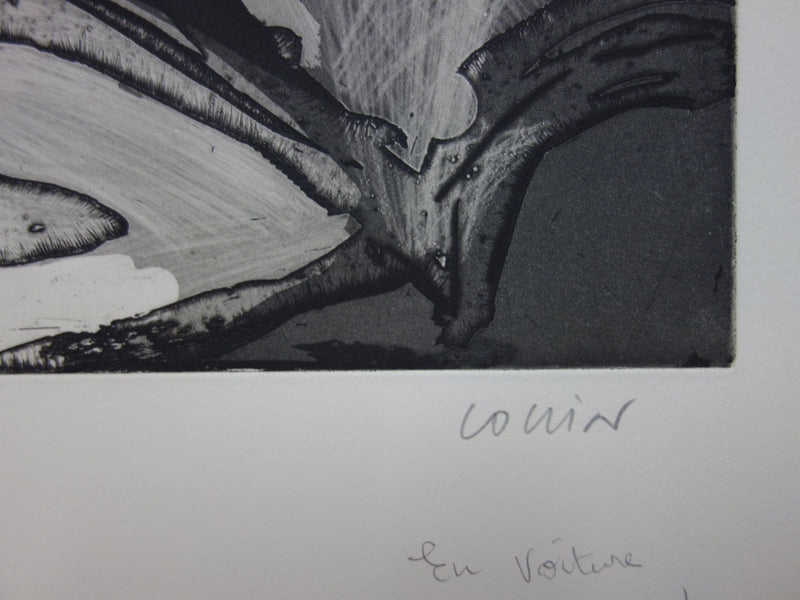 Pierre COLLIN : En voiture - Gravure (détail)