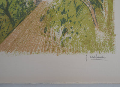 Paul COLLOMB : Paris sur la Seine - Lithographie (détail)