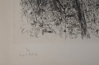 Yves-Jean COMMERE : Balade dans le bois - Gravure (détail)