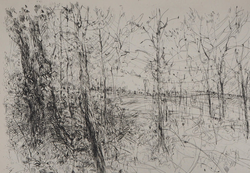 Yves-Jean COMMERE : Balade dans le bois - Gravure (détail)