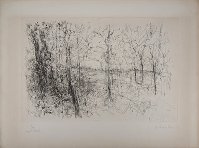 Yves-Jean COMMERE : Balade dans le bois - Gravure (détail)