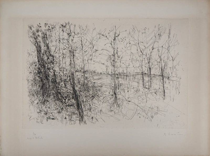 Yves-Jean COMMERE : Balade dans le bois - Gravure (détail)