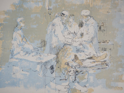 Yves-Jean Commère : Chirurgiens : l'opération, 1969 - Lithographie (détail)