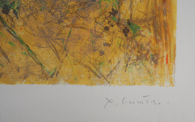 Yves-Jean COMMERE : Lanobre, Château en jaune - Lithographie (détail)