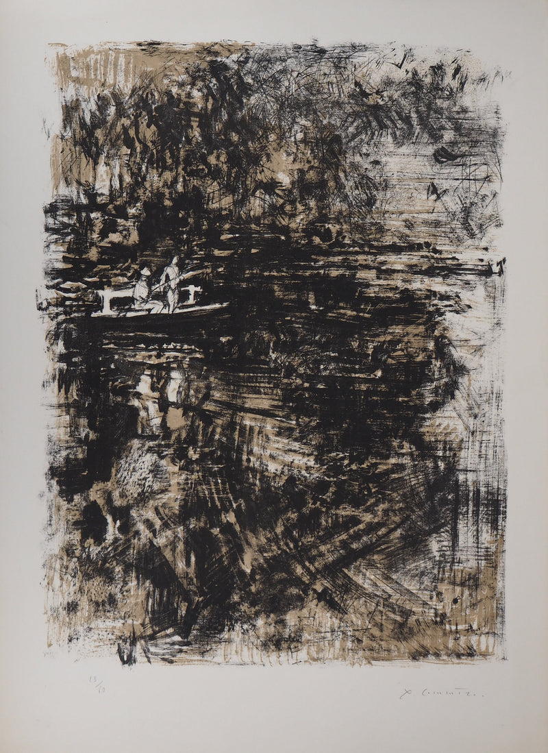 Yves-Jean COMMERE : Les pêcheurs - Lithographie (détail)