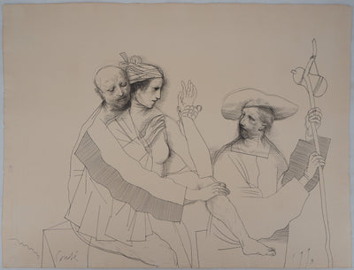 Miguel CONDE : Les Amants et le Pélerin, 1993 - Dessin (détail)