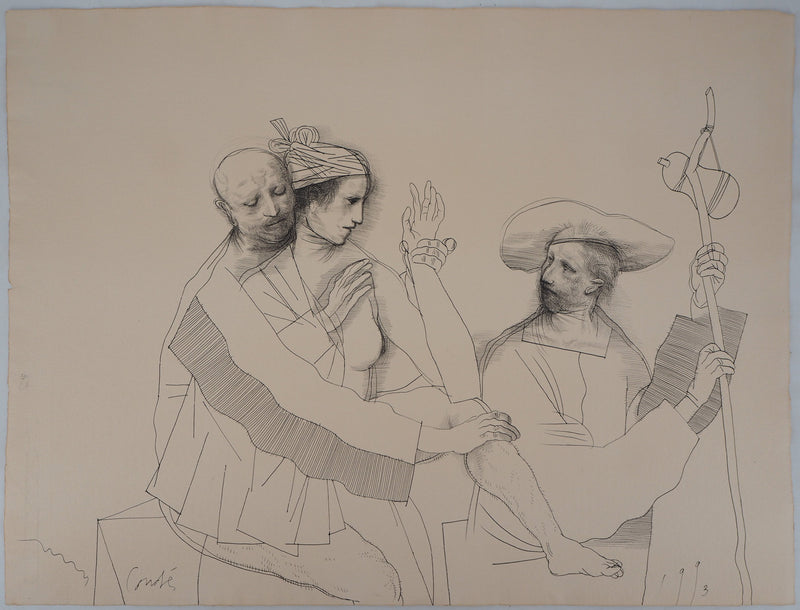 Miguel CONDE : Les Amants et le Pélerin, 1993 - Dessin (détail)
