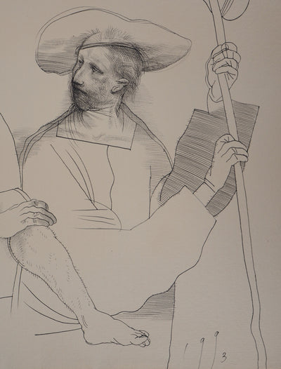 Miguel CONDE : Les Amants et le Pélerin, 1993 - Dessin (détail)