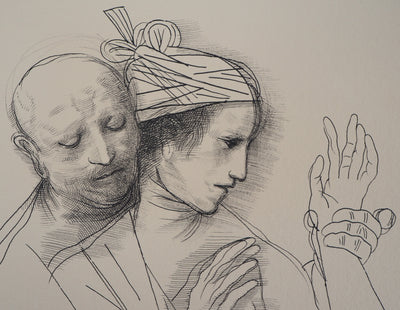 Miguel CONDE : Les Amants et le Pélerin, 1993 - Dessin (détail)