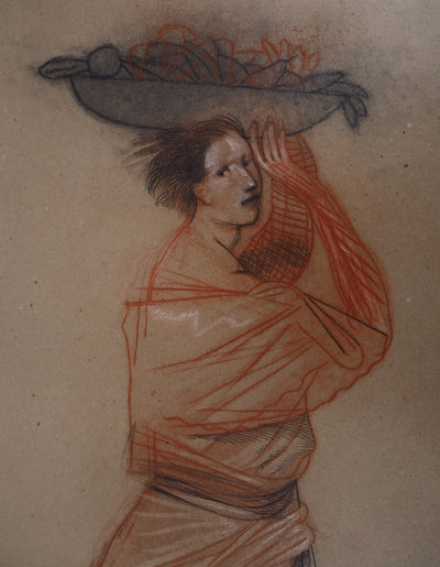 Miguel CONDE : La marchande de fruits, 1998 - Dessin (détail)