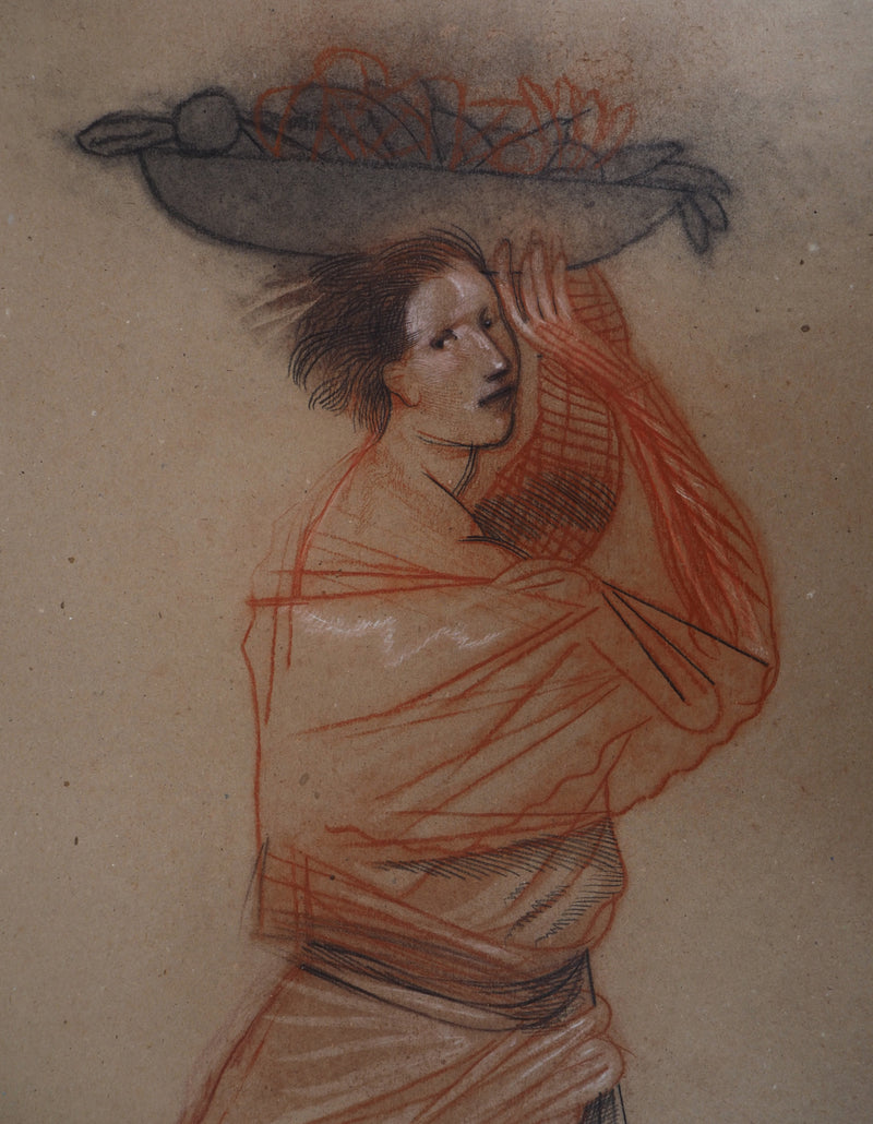 Miguel CONDE : La marchande de fruits, 1998 - Dessin (détail)