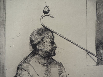 Miguel CONDE : L'équilibre de la poire - Gravure (détail)
