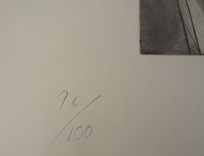Miguel CONDE : L'équilibre de la poire - Gravure (détail)