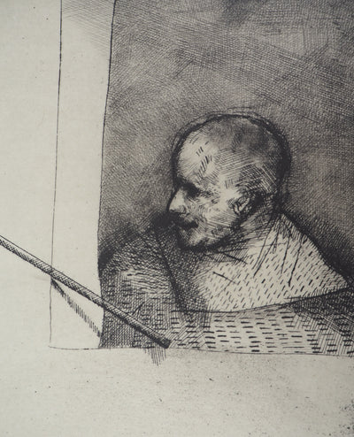 Miguel CONDE : L'équilibre de la poire - Gravure (détail)