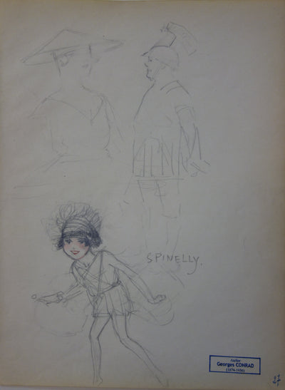 Georges CONRAD : Dessin d'une petite fille - Dessin