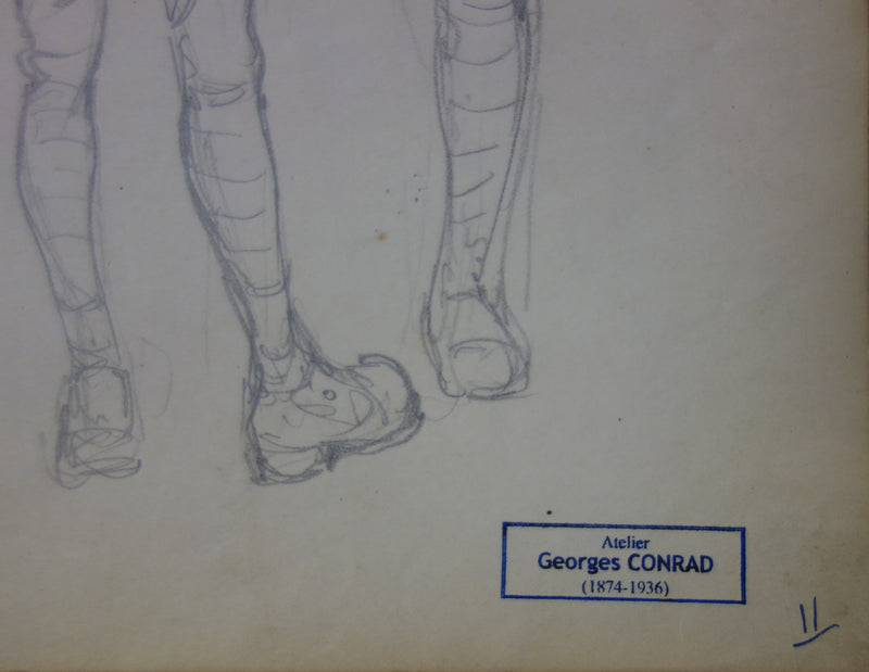 Georges CONRAD : Etude des soldats - Dessin (détail)
