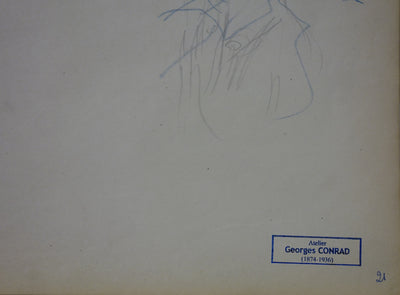 Georges CONRAD : Etudes de têtes des soldats de profil - Dessin (détail)