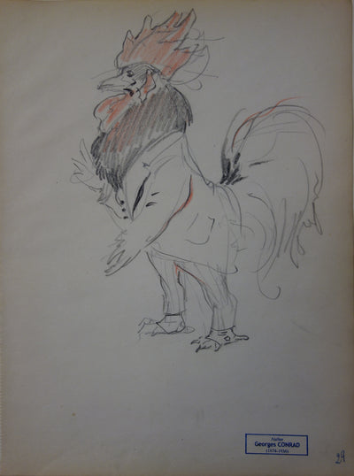 Georges CONRAD : Monsieur le Coq - Dessin