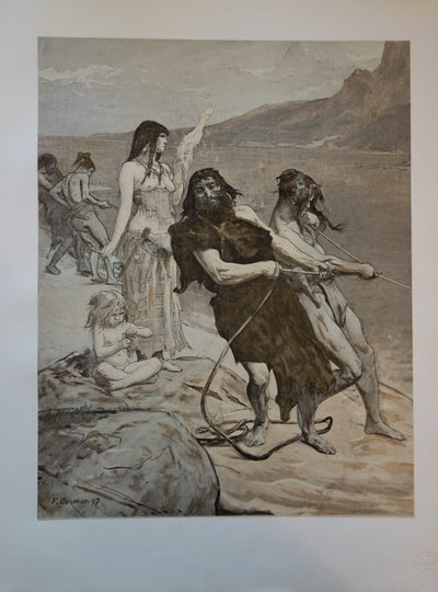 Fernad CORMON : Cité lacustre - Lithographie