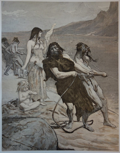 Fernad CORMON : Cité lacustre - Lithographie (détail)