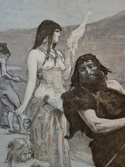 Fernad CORMON : Cité lacustre - Lithographie (détail)