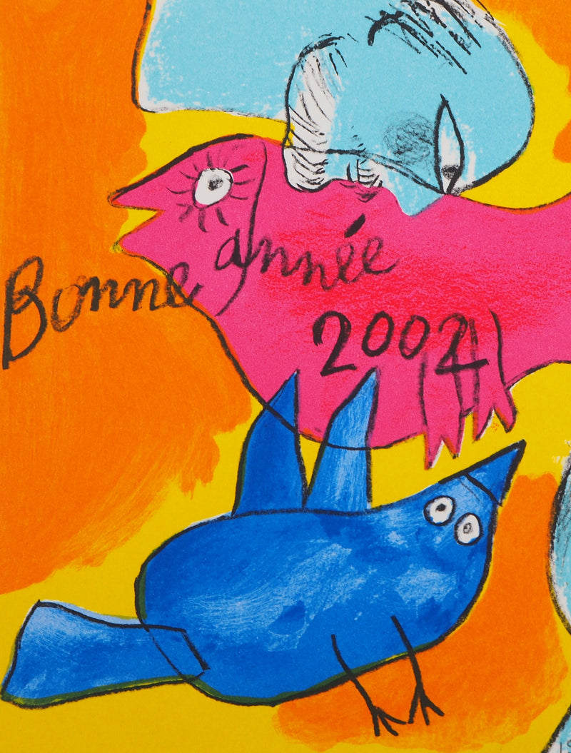 Guillaume CORNEILLE : Couple aux oiseaux, 2001 - Lithographie