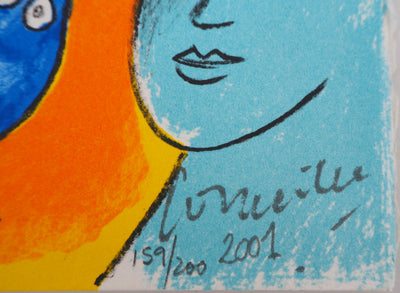 Guillaume CORNEILLE : Couple aux oiseaux, 2001 - Lithographie (détail)