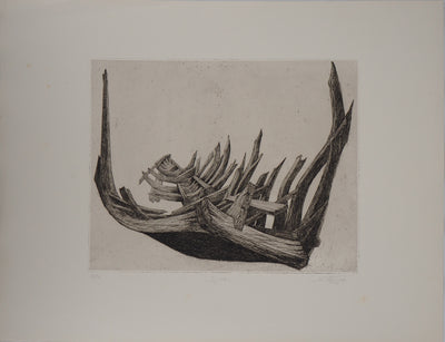Jacques CORTELLARI : L'épave, 1967 - Gravure (détail)