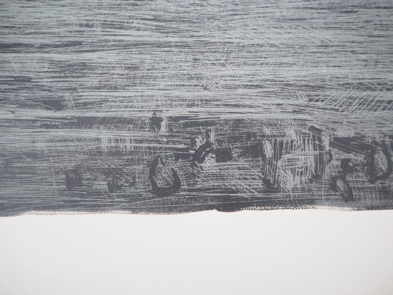 André COTTAVOZ : Abstraction sur fond noir - Lithographie (détail)