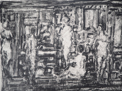 André COTTAVOZ : Les bains - Lithographie (détail)