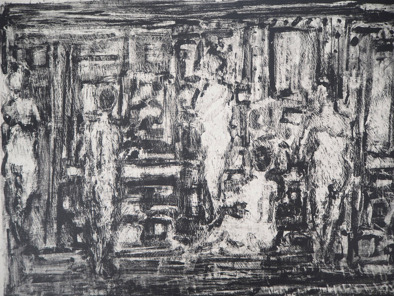 André COTTAVOZ : Les bains - Lithographie (détail)