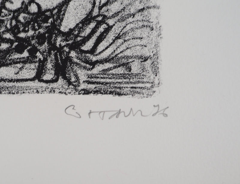 André COTTAVOZ : Cueillette estivale à Vallauris, vers 1976 - Lithographie (détail)