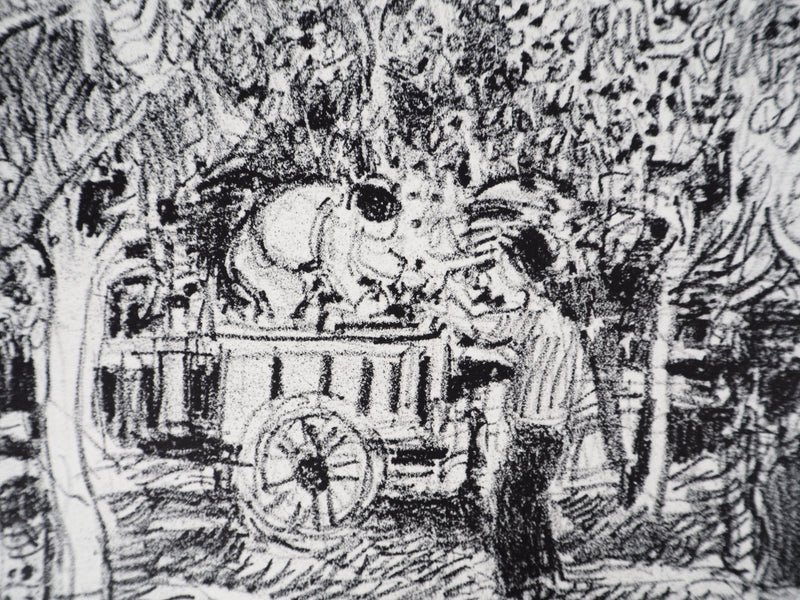 André COTTAVOZ : Cueillette estivale à Vallauris, vers 1976 - Lithographie (détail)