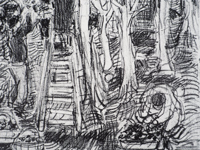 André COTTAVOZ : Cueillette estivale à Vallauris, vers 1976 - Lithographie (détail)