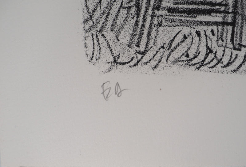 André COTTAVOZ : Cueillette estivale à Vallauris, vers 1976 - Lithographie (détail)