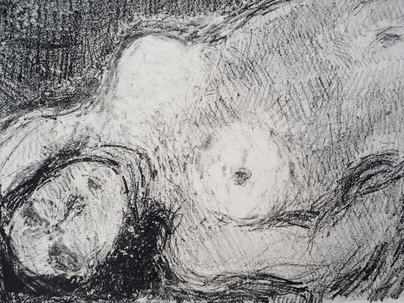 André COTTAVOZ : Femme nue au miroir, vers 1976 - Lithographie (détail)