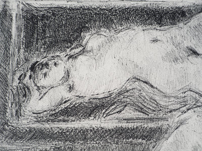 André COTTAVOZ : Femme nue au miroir, vers 1976 - Lithographie (détail)