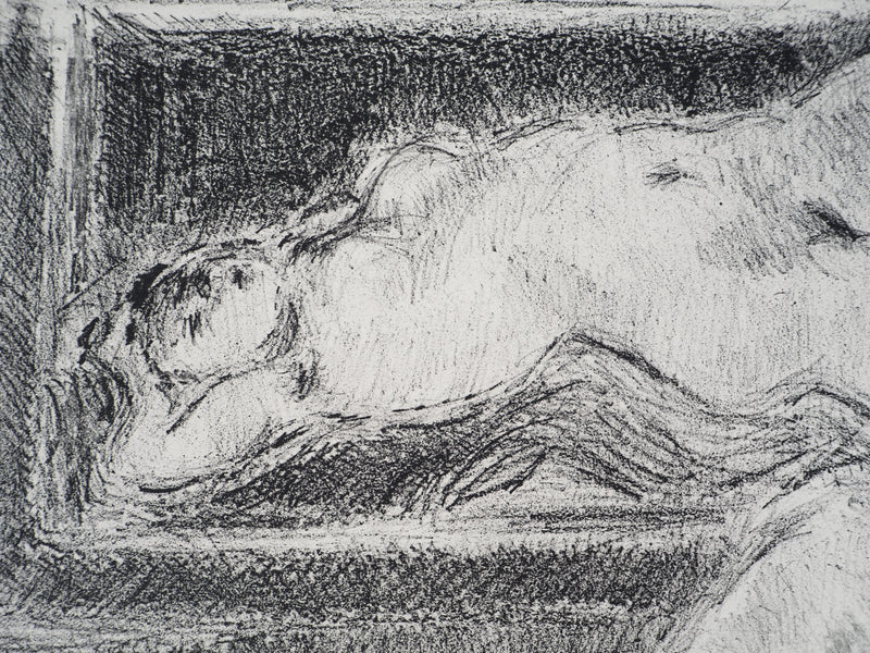 André COTTAVOZ : Femme nue au miroir, vers 1976 - Lithographie (détail)