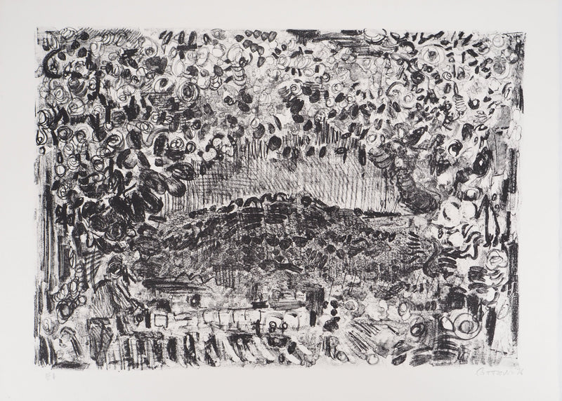 André COTTAVOZ : Fête et foule en ébullition à Vallauris, vers 1976 - Lithographie