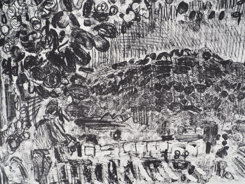 André COTTAVOZ : Fête et foule en ébullition à Vallauris, vers 1976 - Lithographie (détail)