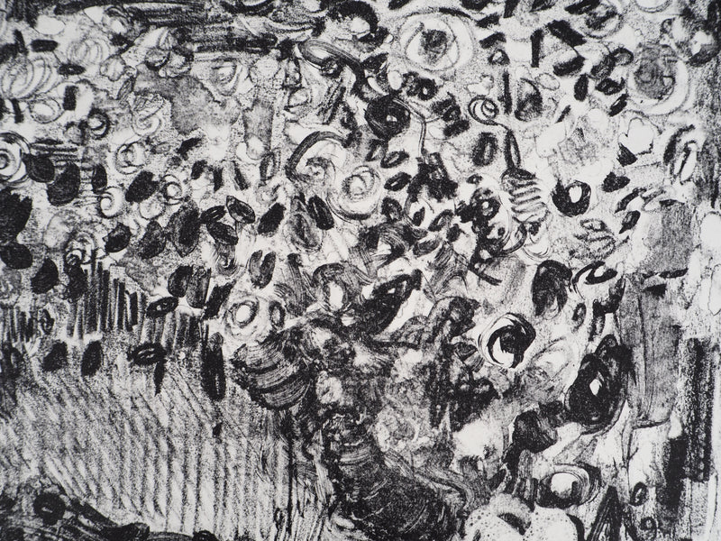 André COTTAVOZ : Fête et foule en ébullition à Vallauris, vers 1976 - Lithographie (détail)