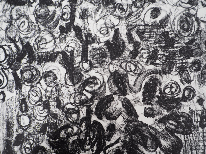 André COTTAVOZ : Fête et foule en ébullition à Vallauris, vers 1976 - Lithographie (détail)