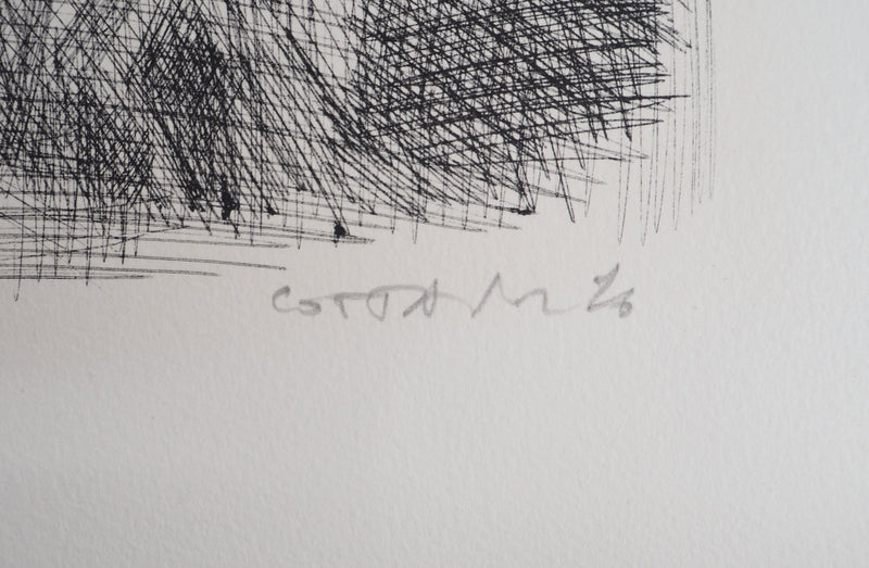 André COTTAVOZ : Foule en liesse, vers 1976 - Lithographie (détail)
