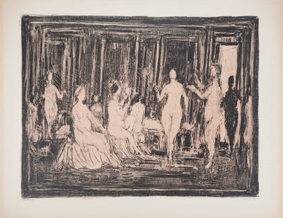 André COTTAVOZ : Le hammam - Lithographie