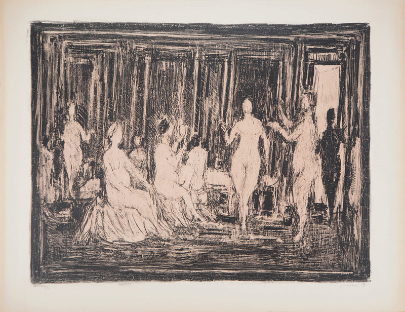 André COTTAVOZ : Le hammam - Lithographie