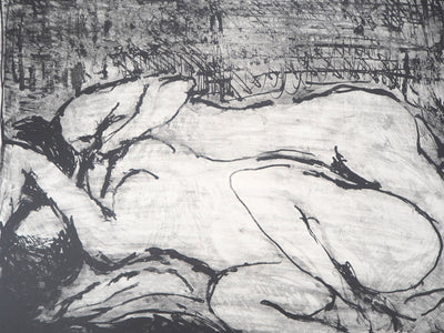 André COTTAVOZ : Nus allongés - Lithographie (détail)
