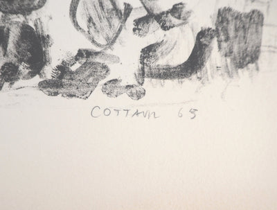 André COTTAVOZ : La ville animée - Lithographie (détail)