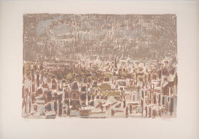 André COTTAVOZ : Ville sous la pluie - Lithographie